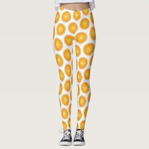 Koel sappig sinaasappelfruit plakjes patroon wit leggings