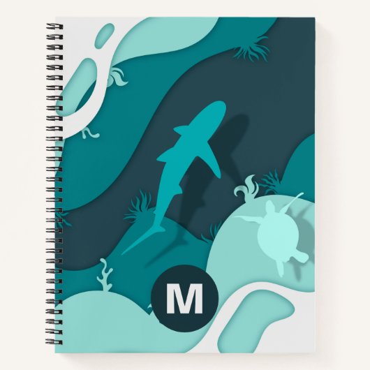 Koel Shark Abstract Art Monogram Notitieboek (Voorkant)