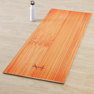 Koel sinaasappel verbrande bamboe houtprint Monogr Yogamat