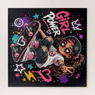 Koel Skater Meisje Cartoon Graffiti Stijl Kunst Le Legpuzzel