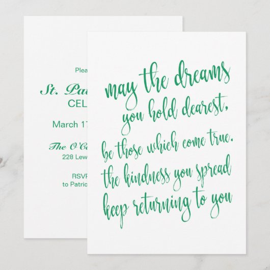 Koel smaragdgroen St. Patrick's Day-feestscript Kaart (Voorkant / Achterkant)