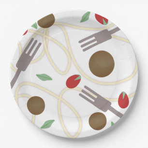 Koel Spaghetti Gehaktballen Patroon Papieren Bordje