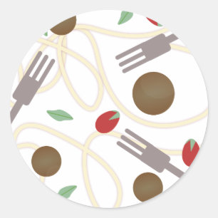 Koel Spaghetti Gehaktballen Patroon Ronde Sticker