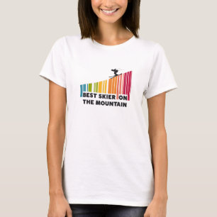 Koel streepjescode ontwerp beste skiër op de berg t-shirt