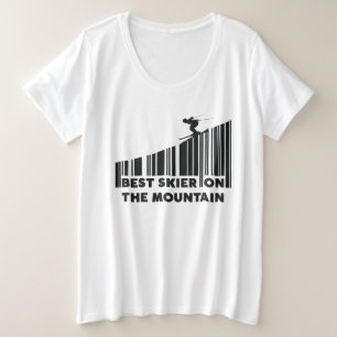 Koel streepjescode ontwerp beste skiër op de berge grote maat t-shirt