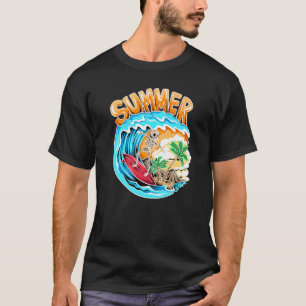 Koel surfende skelet Surfer Swimmer Beach Waves W T-shirt