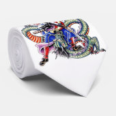 Koel tattoo van Samurai Fight Dragon Stropdas (Opgerold)