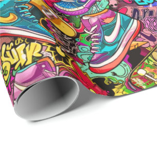 Koel tegelpatroon comic graffiti tiener cadeaupapier