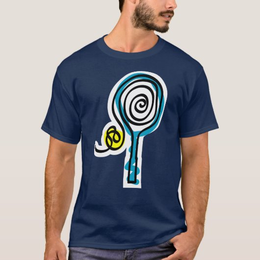 Koel tennis Tee Shirt met modern racquet design (Voorkant)
