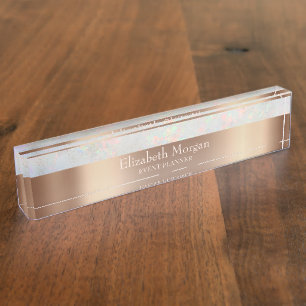Koel trendy holografisch roze goud naambordje