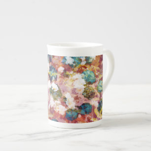 Koel, trendy kunst van het romantisch bloempatroon porselein kop