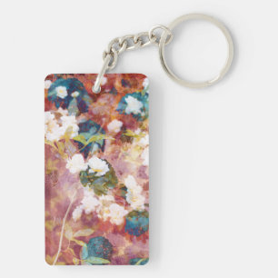 Koel, trendy kunst van het romantisch bloempatroon sleutelhanger