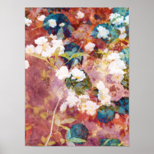 Koel, trendy kunst van romantisch bloempatroon poster