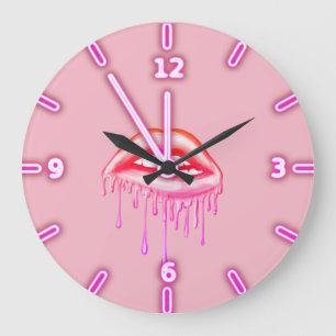Koel trendy metalen druipende lippen grote klok