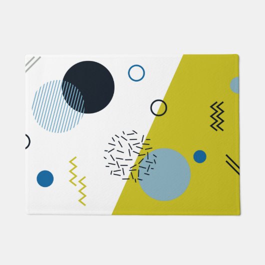 Koel, trendy, modern, Memphis groen blauw geometri Deurmat (Voorkant)