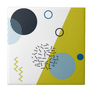 Koel, trendy, modern, Memphis groen blauw geometri Tegeltje