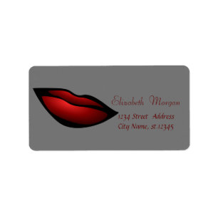 Koel trendy rode lippen, grijs etiket