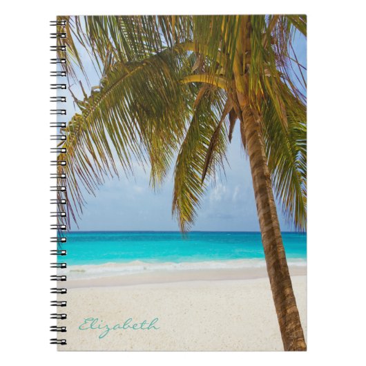 Koel Trendy Tropisch strand, palm-Personalized Notitieboek (Voorkant)