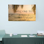 Koel tropisch strand, palm Sunset Wedding Banner (Beurs)