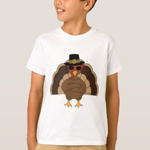 Koel Turkije met een zonnebril Happy Thanksgiving T-shirt