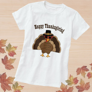 Koel Turkije met zonnebril Happy Thanksgiving shir T-shirt