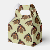 Koel Turkije Thanksgiving leuk bruin groen patroon Bedankdoosjes (Achterkant)