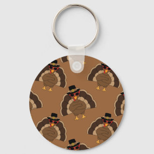 Koel Turkije Thanksgiving leuk bruin patroon Sleutelhanger