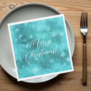 Koel Turquoise Winter Wonderland Sneeuw Aquarel Servet