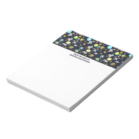 Koel ultraruimte thema - Astronauten & raketschild Notitieblok (Gedraaid)