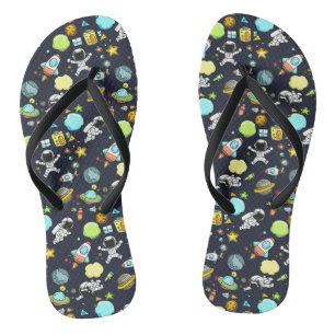 Koel ultraruimte thema - Astronauten & raketschild Teenslippers