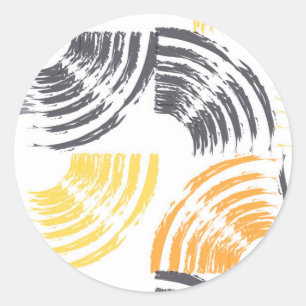 Koel, unieke, trendy, kleurrijke penseelstreken in ronde sticker