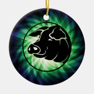 Koel varkenshoofd keramisch ornament