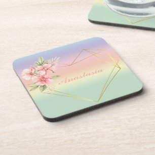 Koel, verbluffend, regenbooghartslag jouw naam bier onderzetter