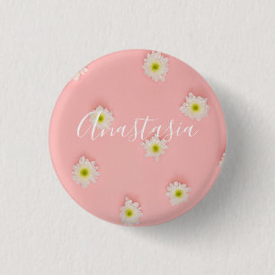 Koel, verbluffende roze bloemen ronde button 3,2 cm
