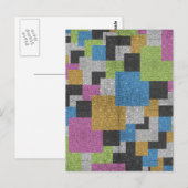 Koel vierkantjes vormen abstracte kunstglitterschi briefkaart (Voorkant / Achterkant)
