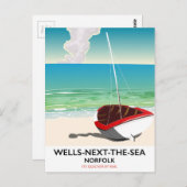 Koel-volgende-de-Zee Norfolk Beach reisposter Briefkaart (Voorkant / Achterkant)