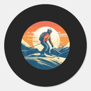 Koel voor snowboard en skiliefhebber in de witte b ronde sticker