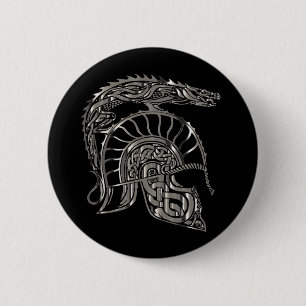 Koel Warrior Metallic Drakenhelm Ronde Button 5,7 Cm