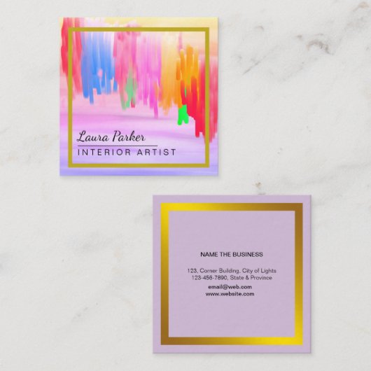 Koel Waterverf Abstracte schilderkunst Vierkante Visitekaartje (Voorkant / Achterkant)
