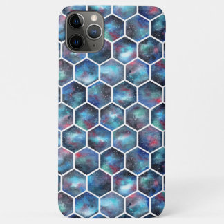 Koel waterverf galaxie-honingraatpatroon iPhone 11 pro max hoesje