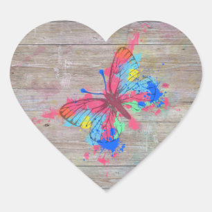 Koel waterverven splatten vlinder hart sticker
