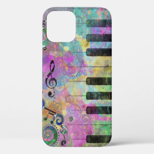 Koel Waterverven Spletters kleurrijke piano iPhone 12 Pro Hoesje
