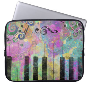 Koel Waterverven Spletters kleurrijke piano Laptop Sleeve