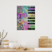 Koel Waterverven Spletters kleurrijke piano Poster (Keuken)