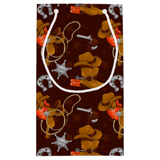 Koel Western cowboypatroon getild Klein Cadeauzakje (Achterkant)