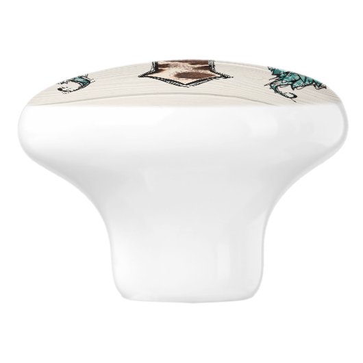 Koel, Western kruisen Keramische Knop (Zijkant)