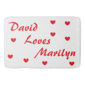 Koel wit en rood met harten badmat (Voorkant)