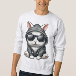 Koel wit konijn in hoodie en zonnebril trui
