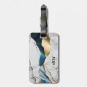 Koel wit turquoise marmeren steen goud bagagelabel (Achterkant verticaal)