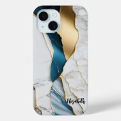 Koel wit turquoise marmeren steen goud Case-Mate iPhone case (Achterkant)